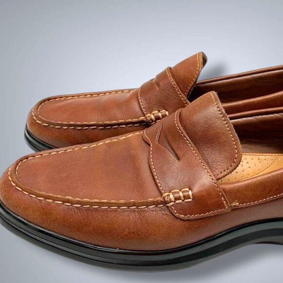 Men\'s Size 9.5 COLE HAAN GRAND OS Pinch Brown Leather Penny Loafers VGUC main image 6